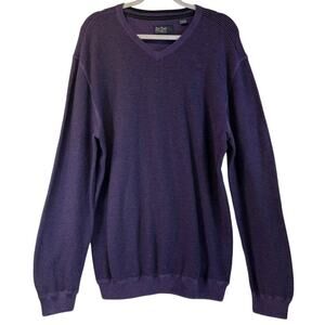 Nat Nast Luxury Mens L Purple American Fit Cashmere Blend Sweater V Neck FLAW